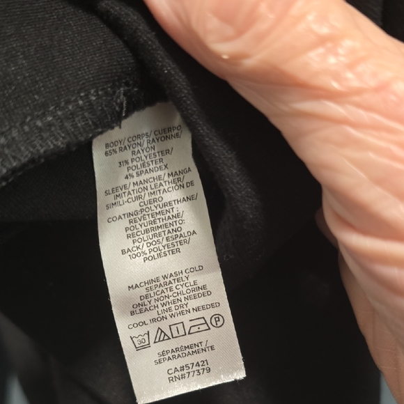 Ann Taylor Factory Black Long Sleeve Top with Faux Leather Sleeves Size Small - Picture 9 of 10